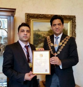 Kashif Sajjad with Lord Mayor 
