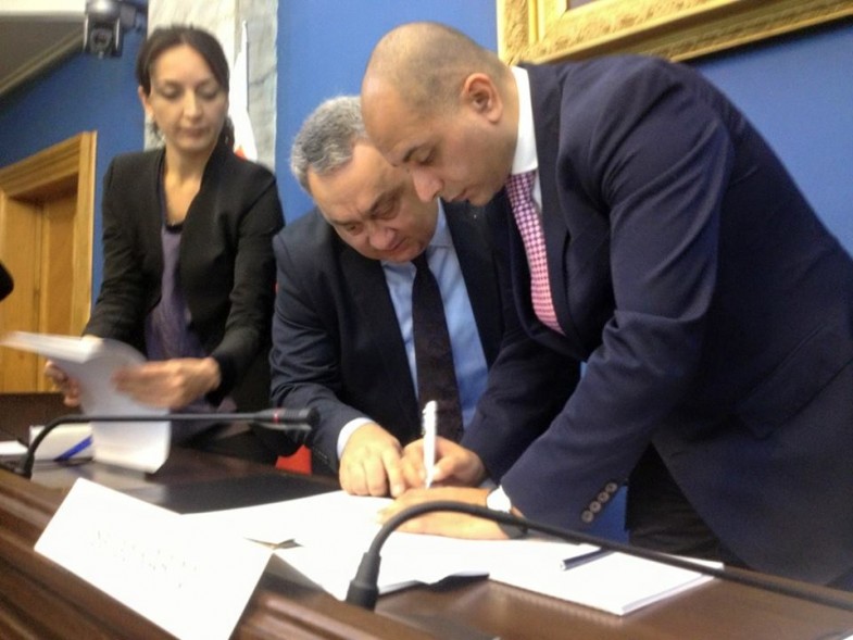 Sajjad Karim Signing the Pact Behalf of EU with Georgia