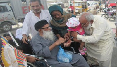 the mission, collecting donations in Edhi