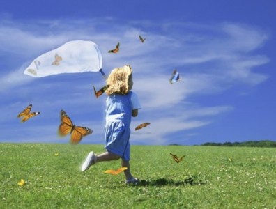 Girl Catching Butterflies