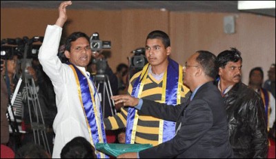 Students protest during