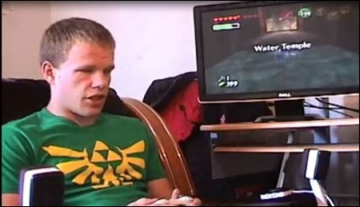 Blind teenager playing