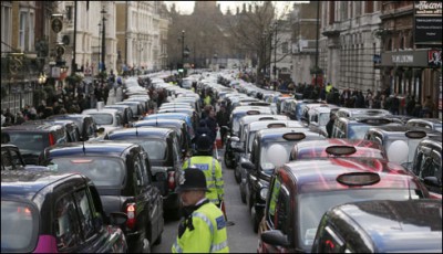 taxi drivers protest in London