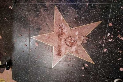Donald Trump Walk of Fame star in Los Angeles has been broken