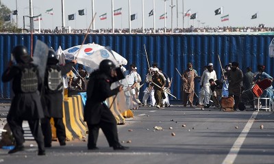 Islamabad leading to clashes between workers and police in Peshawar, the container