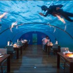 Maldives underwater restaurant in the charming sea