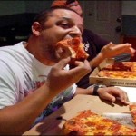 Interesting pizza eating contest in Italy