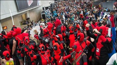New York: The annual comic convention, attended by hundreds of people