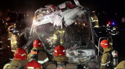 South Korea: Bus fire kills 10