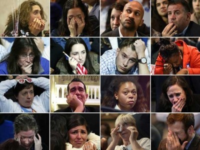 Hear the news of the defeat of Hillary Clinton supporters burst into crying