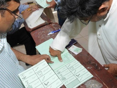 Polling for the by-election in the constituency of the National Assembly NA-258 in Karachi
