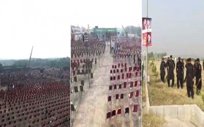 PTI Festival Parade Ground was set up, ready stage, an influx of workers