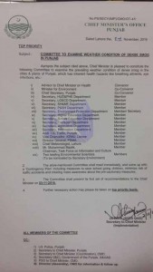 Worst smug in some cities, including Lahore, Punjab, Pakistan formed a committee