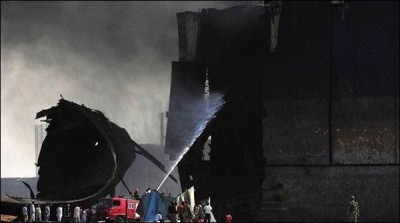 Gadani ship-breaking yard: bjhady ship on fire