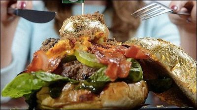 Burger with gold pages