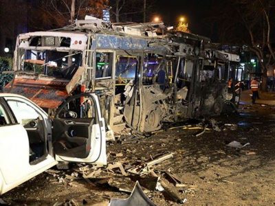 The blast injured, killed 13 militants near a military bus in Turkey