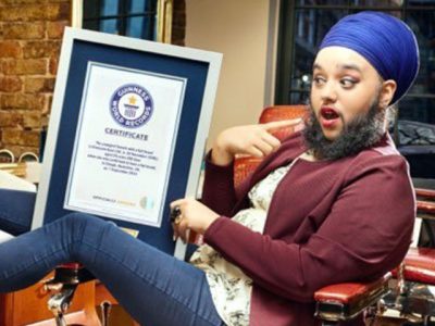 UK Harnam kaur full beard of the youngest woman