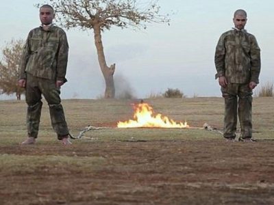 Turkish soldiers burned alive ISIS
