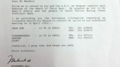 Mohammad Ali letter to Mandela auctioned for £ 7000