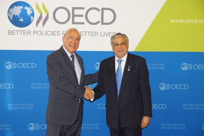 Senator Ishaq Dar and collaborative meeting between the Secretary General of OECD