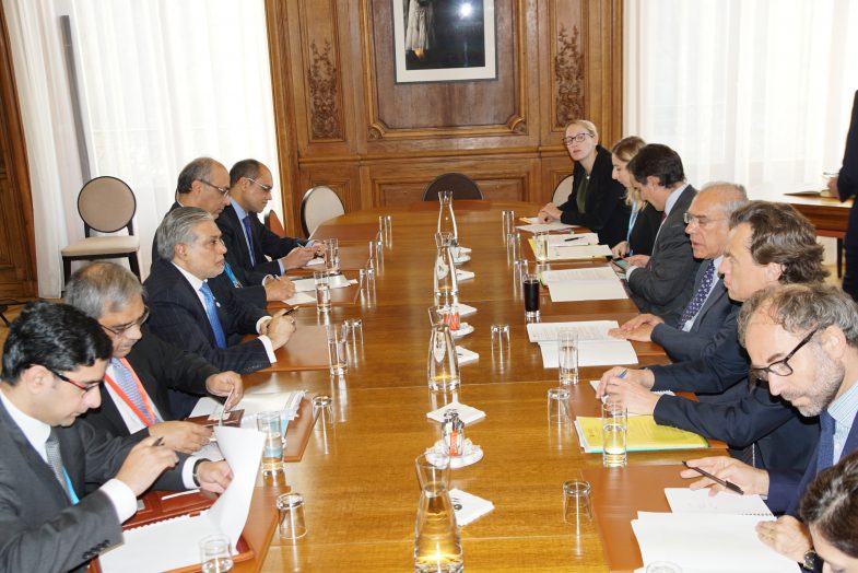 Senator Ishaq Dar and collaborative meeting between the Secretary General of OECD