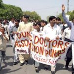 Young doctors' continue strike in Lahore