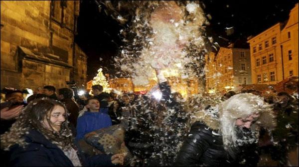 Unique battle with pillows in Czech Republic
