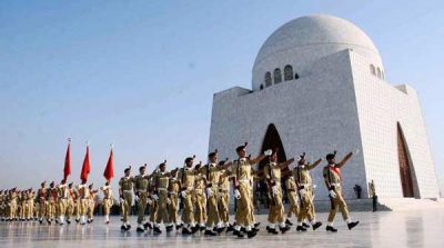 Quaid's birthday ,change of guards ceremony at the Shrine