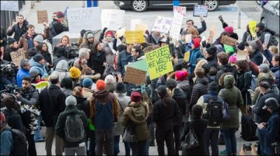 Huge, Protests, against, ban, on, foreigners, in, America, outside, the, New York, airport