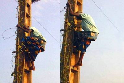 80-year-old woman climbed on the pole to suicide