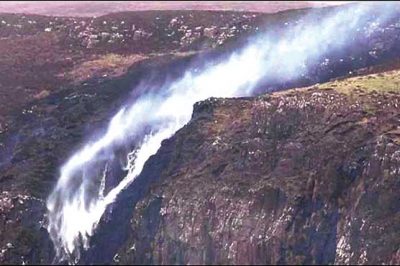 Scottish waterfall flowing upside in Thailand