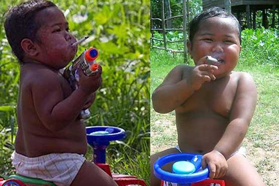 A child who smokes forty cigarettes daily is now in what condition?
