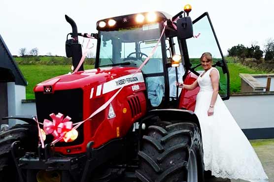 Irish bride's dream come true was to travel on a tractor