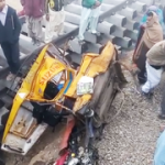 Motorcycle rickshaw collides with train, seven school children killed