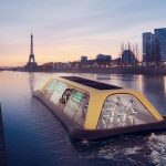 Gymnasium floating on water in Paris