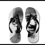US online website on Amazon selling sandals with Gandhi's image