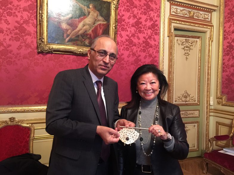 Ambassador of Pakistan to France Moin ul Haque wth Ms. Hauteserre, Mayor of Paris 8th Arrondissement