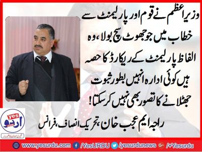 Raja M.Ajab Khan, chairman, advocate council, pti, france