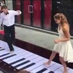 Italian couple played piano legs, amazed