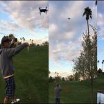 Drone came into the field to catch fish