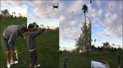 Drone came into the field to catch fish
