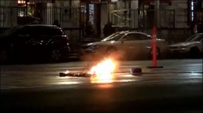 Protest against Trump, a man has set himself on fire