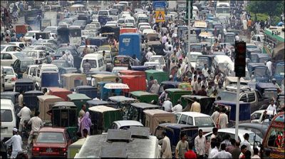 Severe traffic jam on Faisal road from Regent plaza till metro Pool