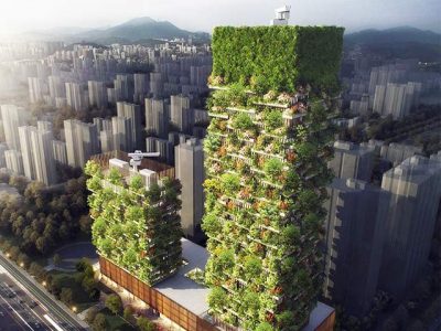 This unique project of building covered with trees in China