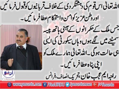 RAJA M. AJAB KHAN, PTI, FRANCE
