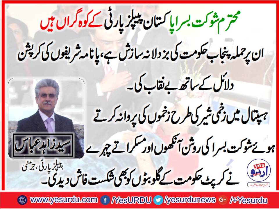 Syed Zahid Abbas, Senior, Leader, PPP, Germany