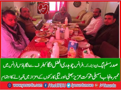 CH. AFZAL, LANGAH, PRESIDENT, PMLN, FRANCE, WITH, MPA, SHAUKAT, AZIZ BHATTI