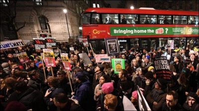 March against US President in Manchester and Glasgow