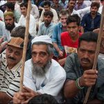 Protest against to give on lease of Steel Mills