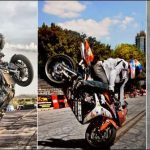 American youth stunning stunts performed on motor-bike